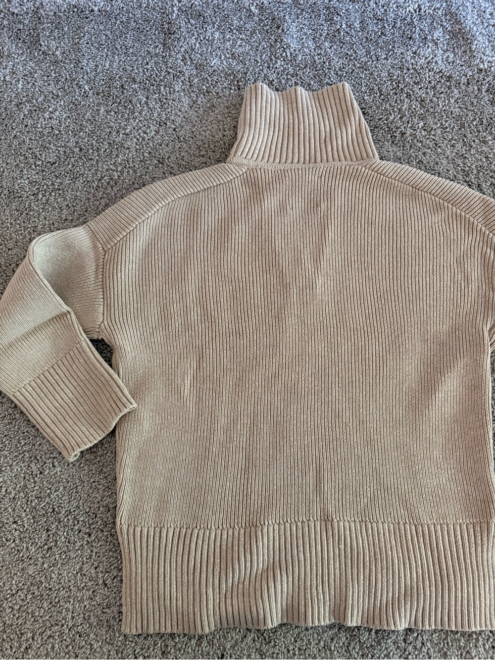 Abercrombie & Fitch Beige Rib-Knit Notch-Neck Polo Collar Sweater - Picture 8 of 11